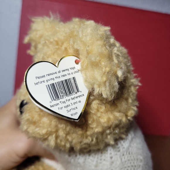 Ty Baby Bear Curly 1992 Wears USA Sweater with Tag Retired 11" Tall - Picture 4 of 5